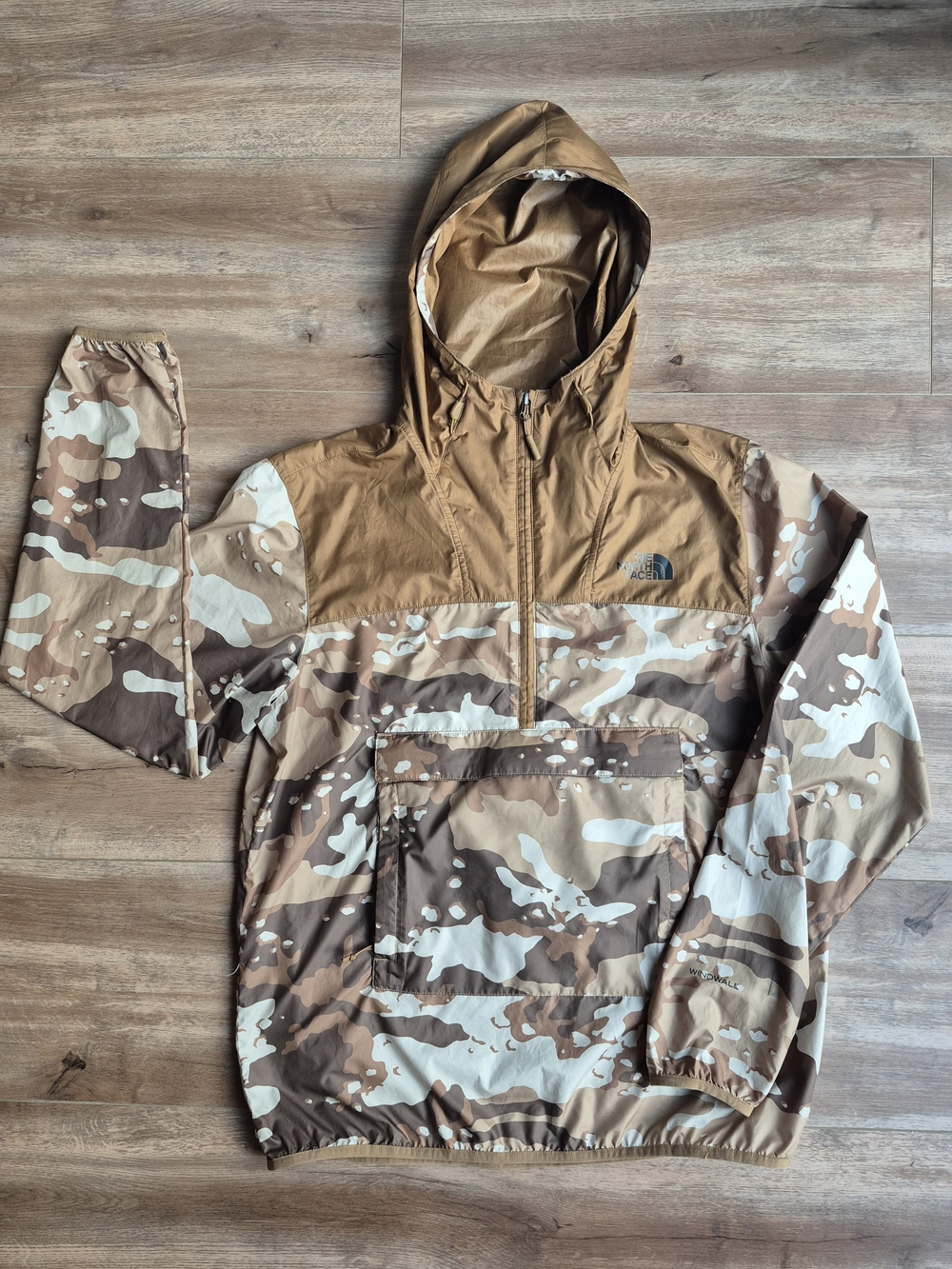 The North Face Men’s Brown Camouflage Pullover Anorak Windwall Jacket